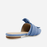 Zueco plano vanna de textil para mujer - Azul