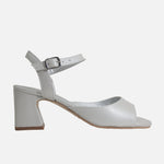 Sandalia tacon eris de cuero para mujer - Plateado