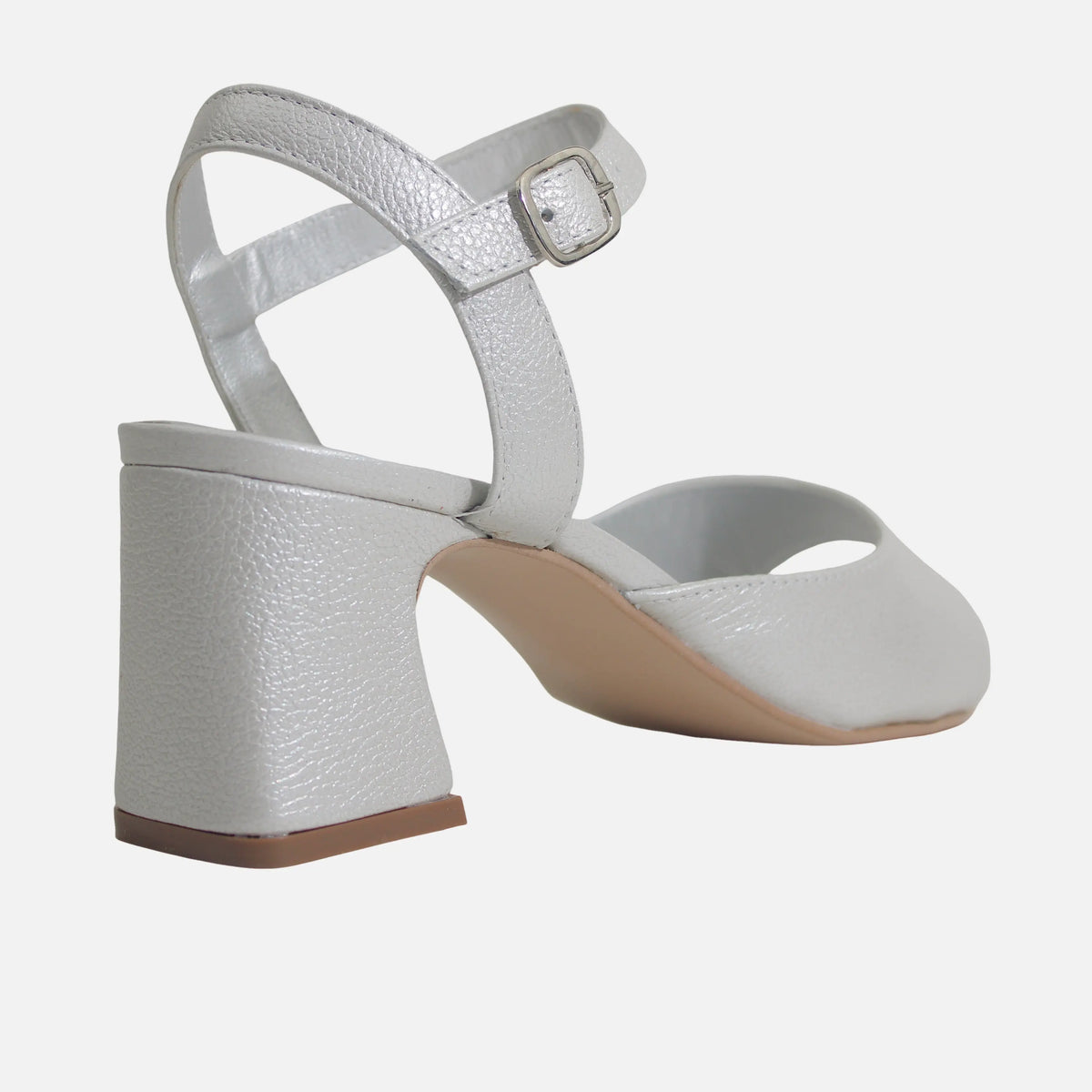 Sandalia tacon eris de cuero para mujer - Plateado