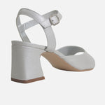 Sandalia tacon eris de cuero para mujer - Plateado