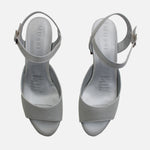 Sandalia tacon eris de cuero para mujer - Plateado