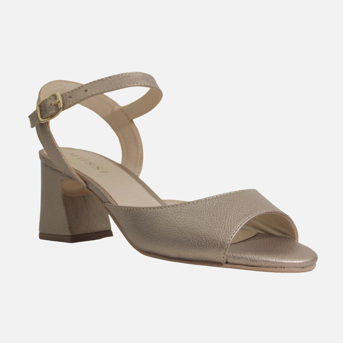 Sandalia tacon eris de cuero para mujer - Bronce