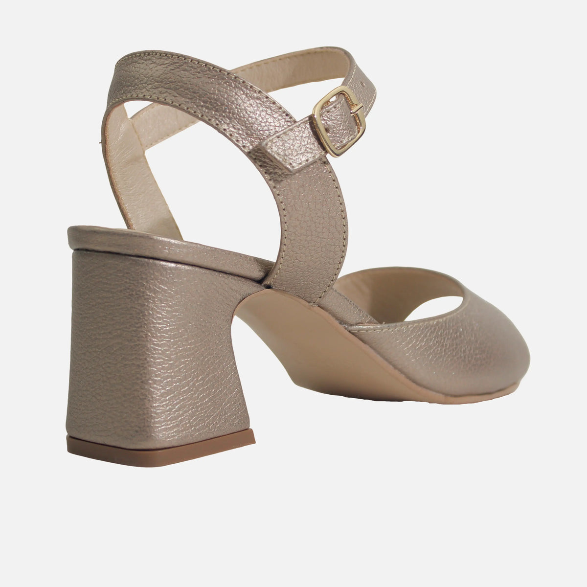 Sandalia tacon eris de cuero para mujer - Bronce