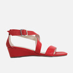 Sandalia tacon corrido nicola de cuero para mujer - Rojo
