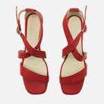 Sandalia tacon corrido nicola de cuero para mujer - Rojo