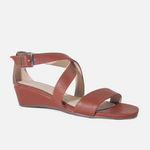 Sandalia tacon corrido nicola de cuero para mujer - Brandy