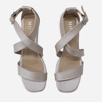 Sandalia tacon corrido nicola de cuero para mujer - Champaña