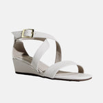 Sandalia tacon corrido nicola de cuero para mujer - Hueso