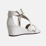 Sandalia tacon corrido nicola de cuero para mujer - Hueso