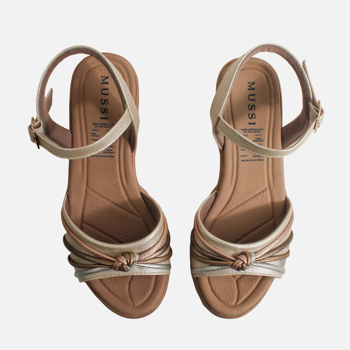 Sandalia confort madonna de sintético para mujer - Oro