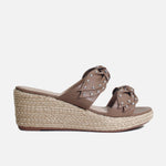 Sandalia plataforma merly de cuero para mujer - Taupe