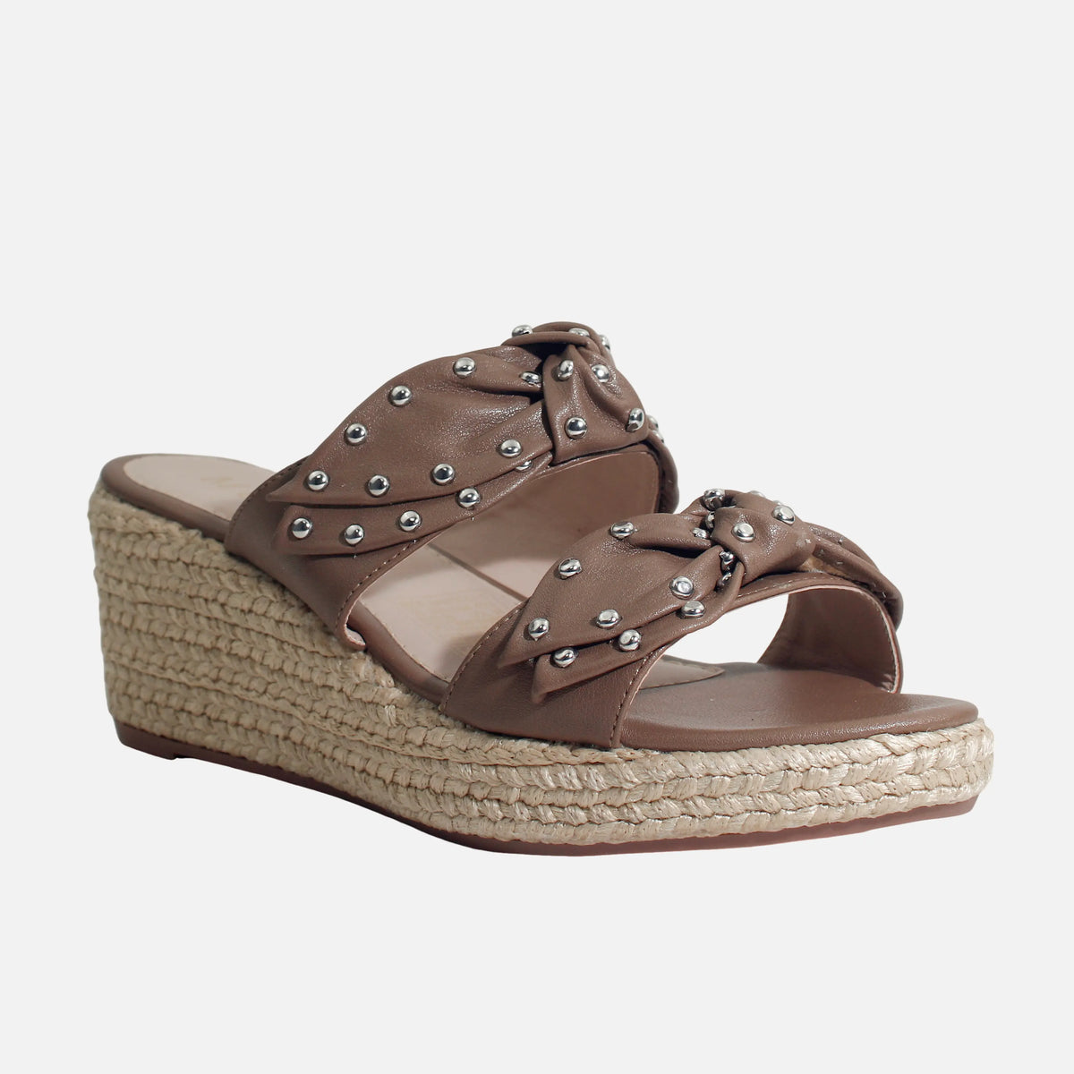 Sandalia plataforma merly de cuero para mujer - Taupe