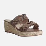 Sandalia plataforma merly de cuero para mujer - Taupe