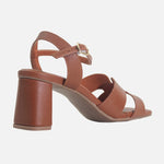 Sandalia tacon avril de cuero para mujer - Miel