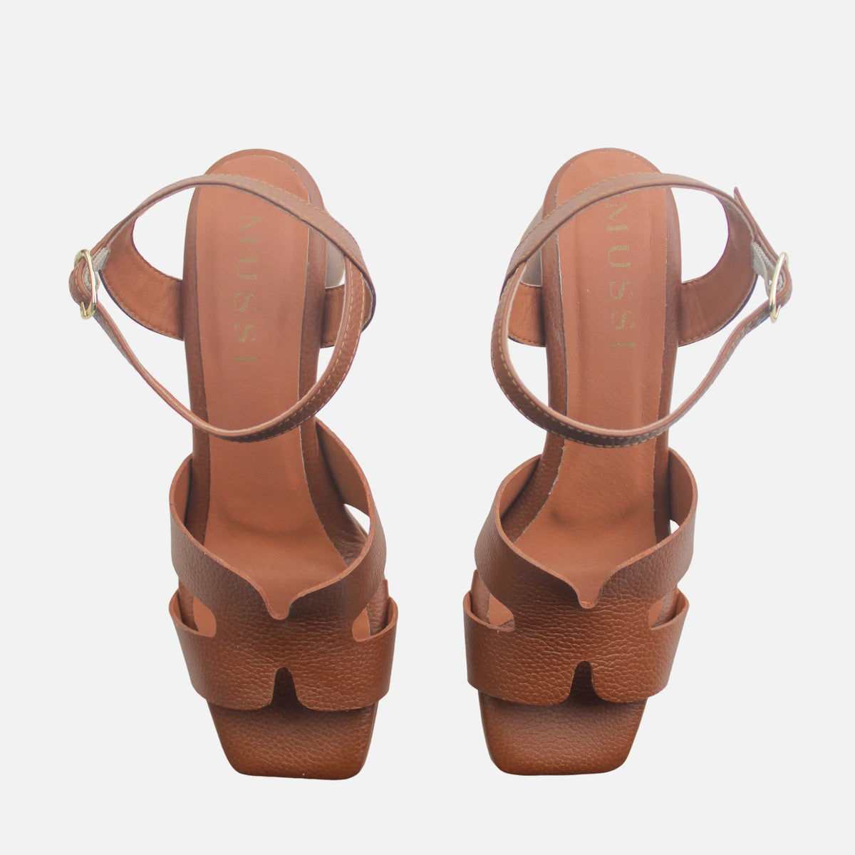 Sandalia tacon avril de cuero para mujer - Miel