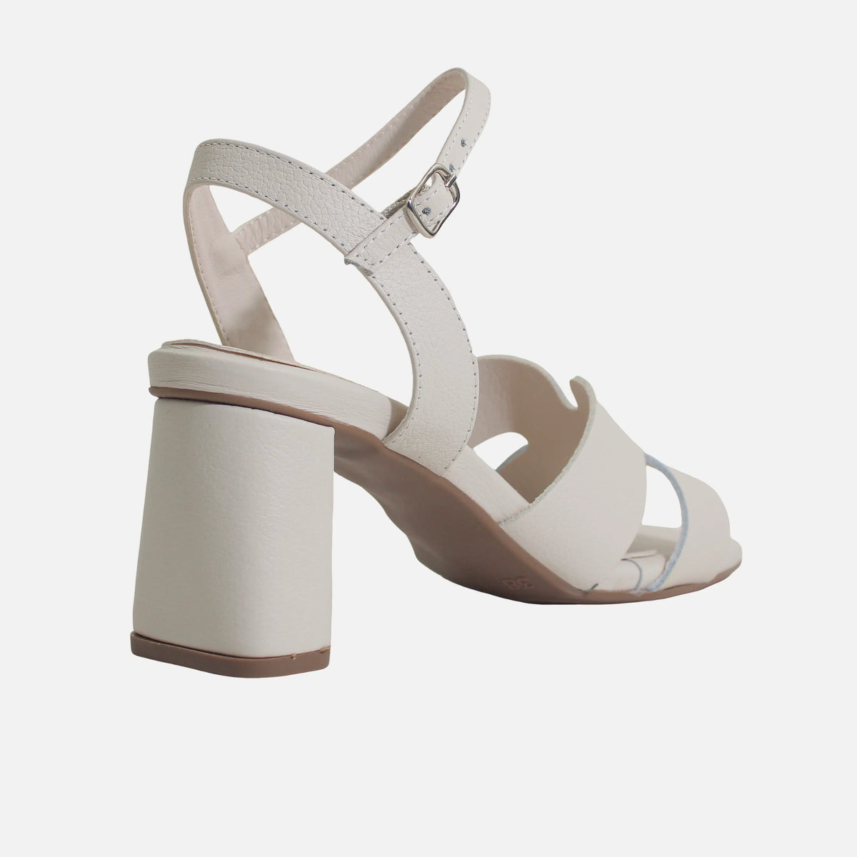 Sandalia tacon avril de cuero para mujer - Hueso