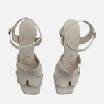 Sandalia tacon avril de cuero para mujer - Hueso