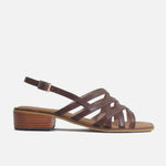 Sandalia tacon merci de cuero para mujer - Café