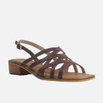 Sandalia tacon merci de cuero para mujer - Café