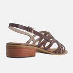 Sandalia tacon merci de cuero para mujer - Café