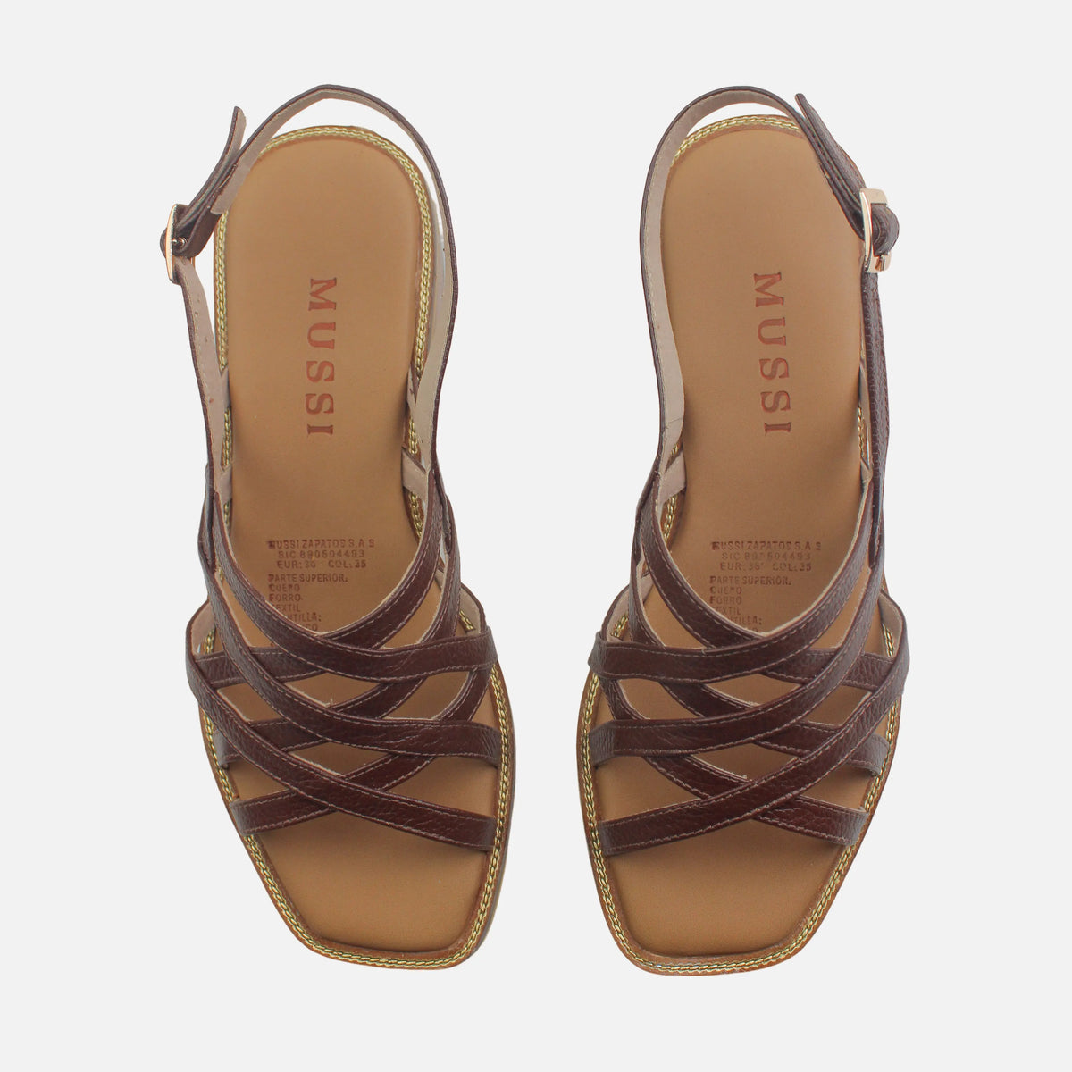 Sandalia tacon merci de cuero para mujer - Café