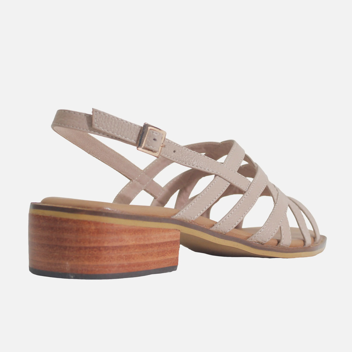 Sandalia tacon merci de cuero para mujer - Nude