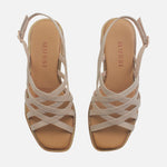 Sandalia tacon merci de cuero para mujer - Nude