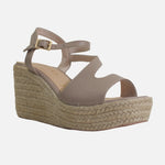 Sandalia plataforma sarah de cuero para mujer - Taupe