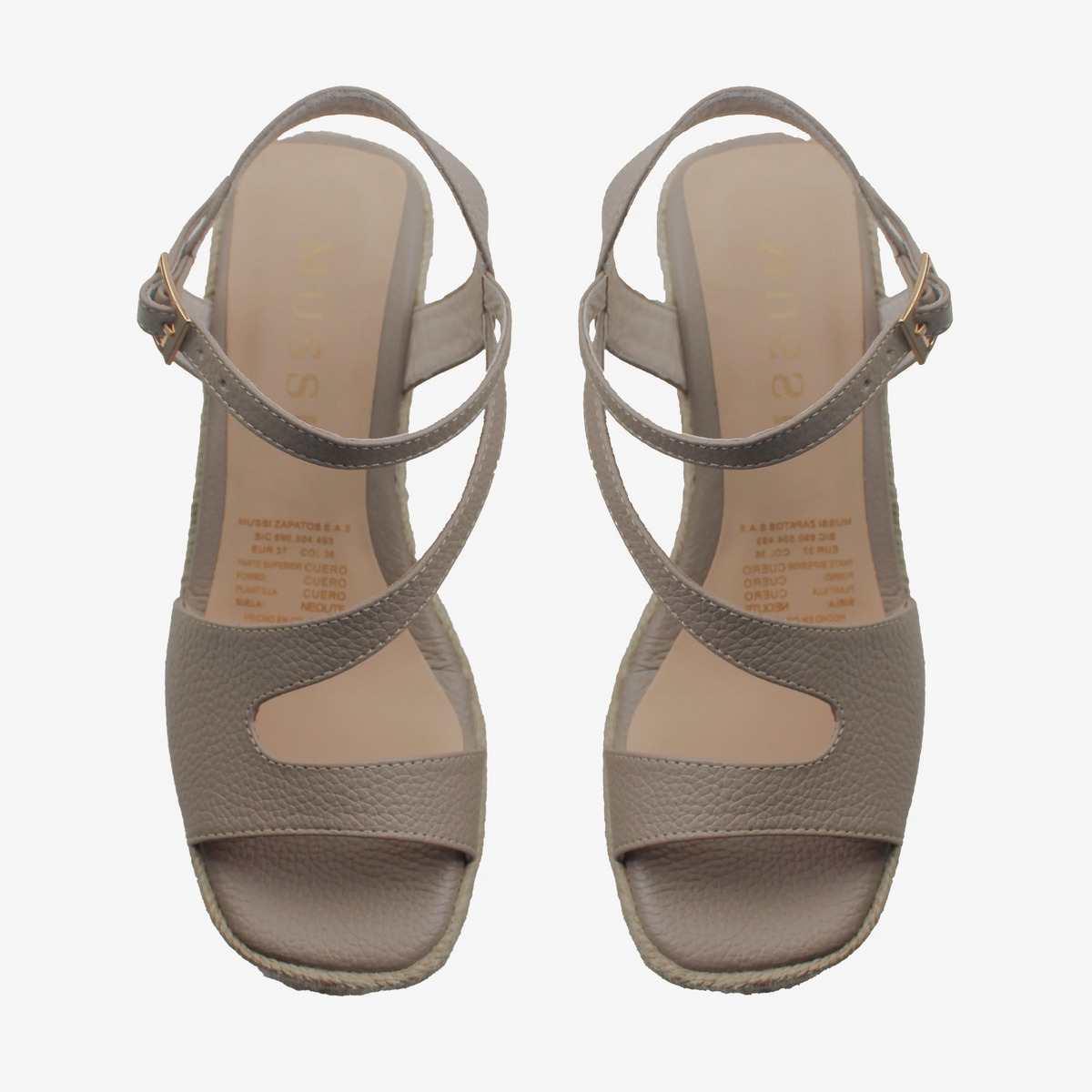 Sandalia plataforma sarah de cuero para mujer - Taupe
