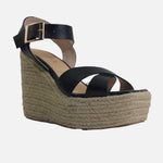 Sandalia plataforma marise de cuero para mujer - Negro