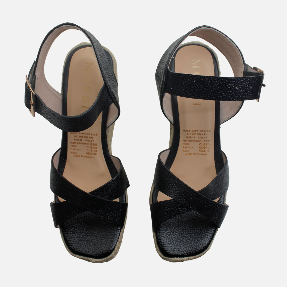 Sandalia plataforma marise de cuero para mujer - Negro