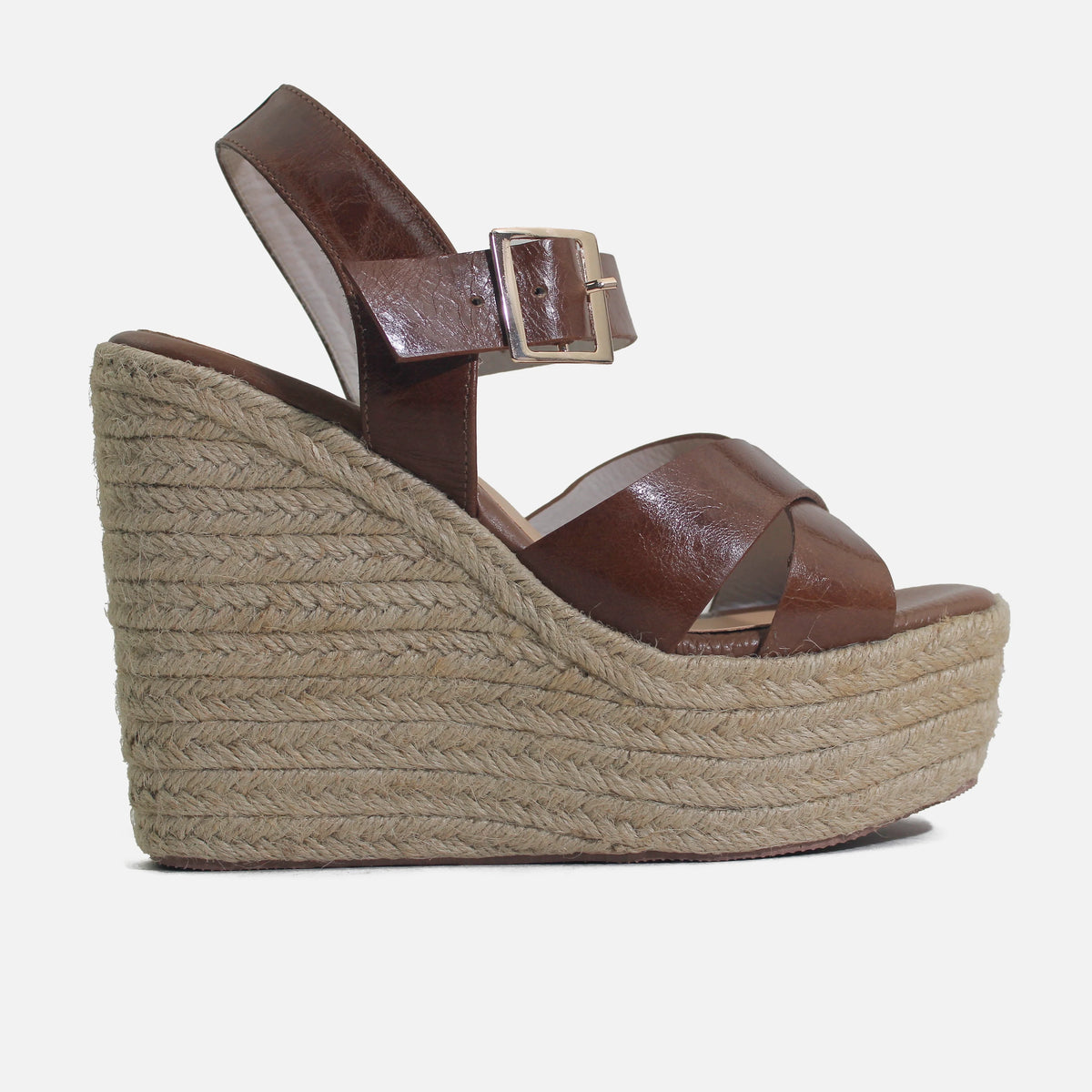 Sandalia plataforma marise de cuero para mujer - Miel