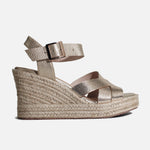 Sandalia plataforma chelsea de cuero para mujer - Oro