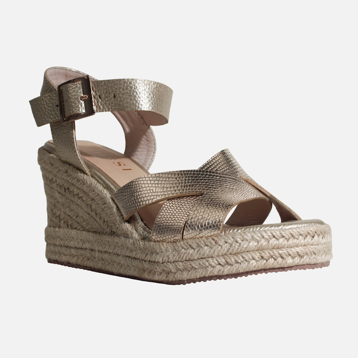 Sandalia plataforma chelsea de cuero para mujer - Oro