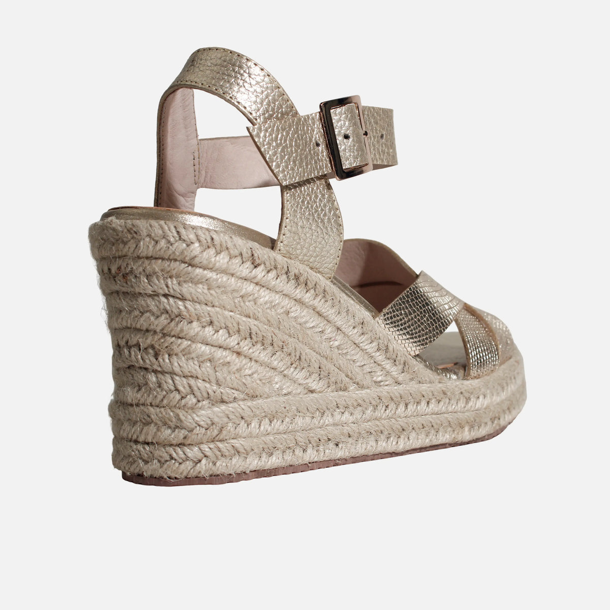 Sandalia plataforma chelsea de cuero para mujer - Oro