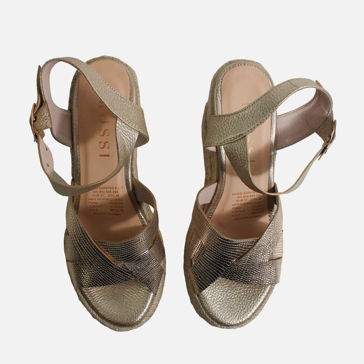 Sandalia plataforma chelsea de cuero para mujer - Oro