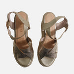 Sandalia plataforma chelsea de cuero para mujer - Oro