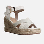 Sandalia plataforma chelsea de cuero para mujer - Hueso