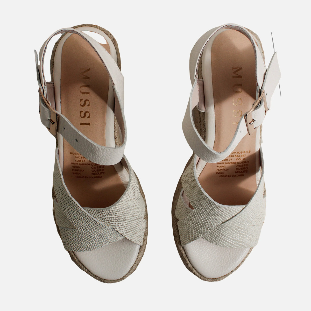 Sandalia plataforma chelsea de cuero para mujer - Hueso