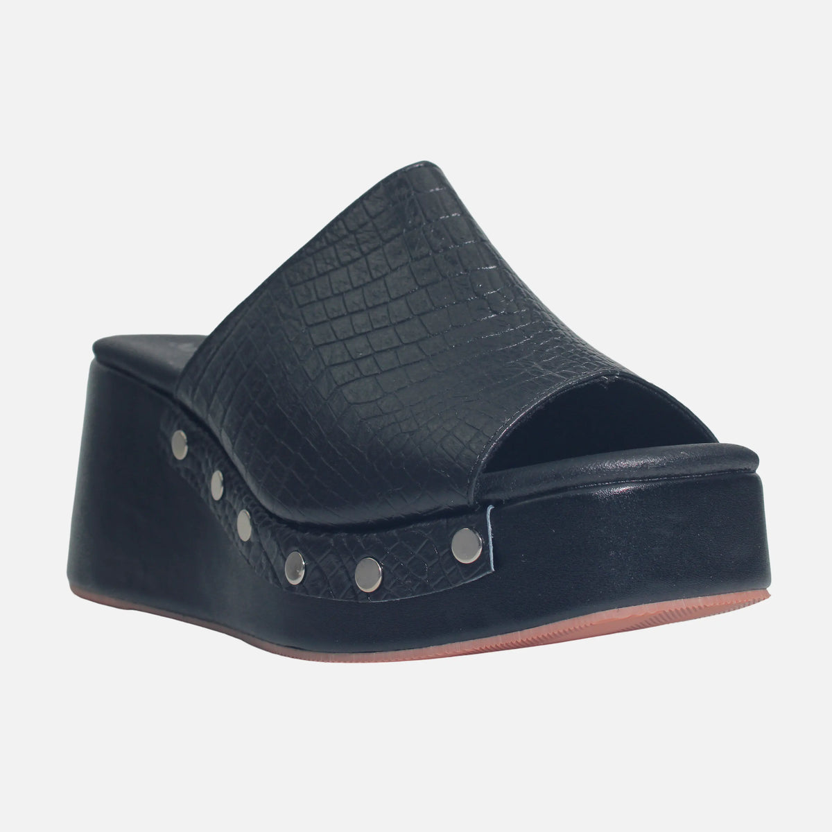 Sandalia plataforma dalia de cuero para mujer - Negro