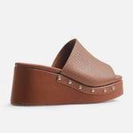 Sandalia plataforma dalia de cuero para mujer - Miel