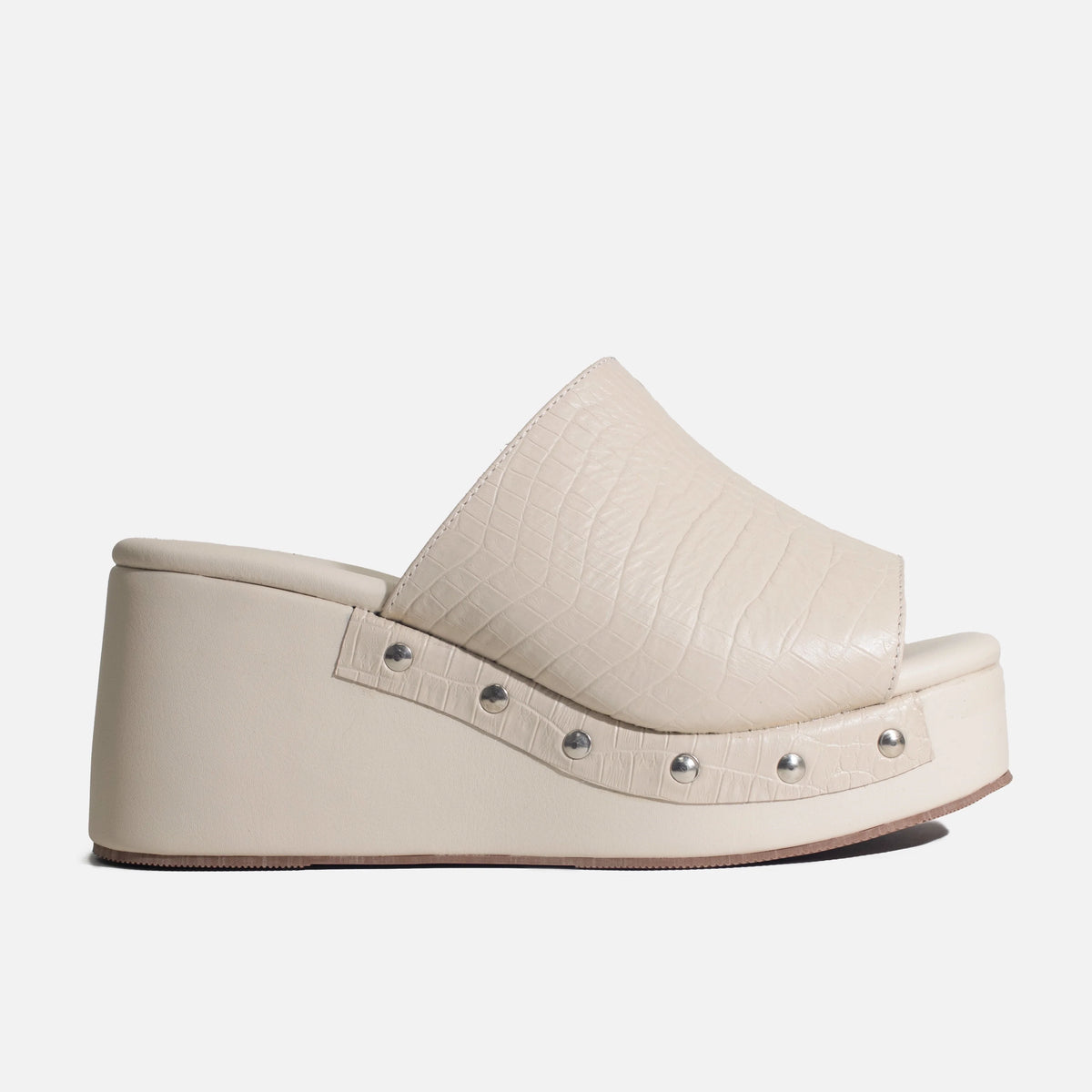 Sandalia plataforma dalia de cuero para mujer - Hueso