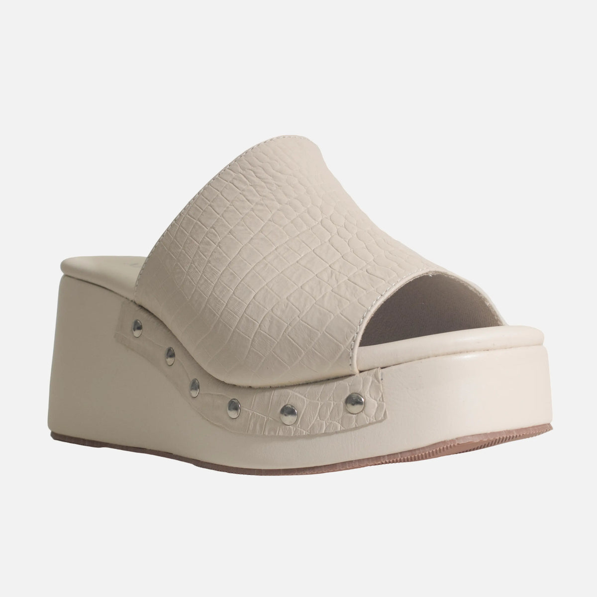 Sandalia plataforma dalia de cuero para mujer - Hueso