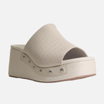 Sandalia plataforma dalia de cuero para mujer - Hueso