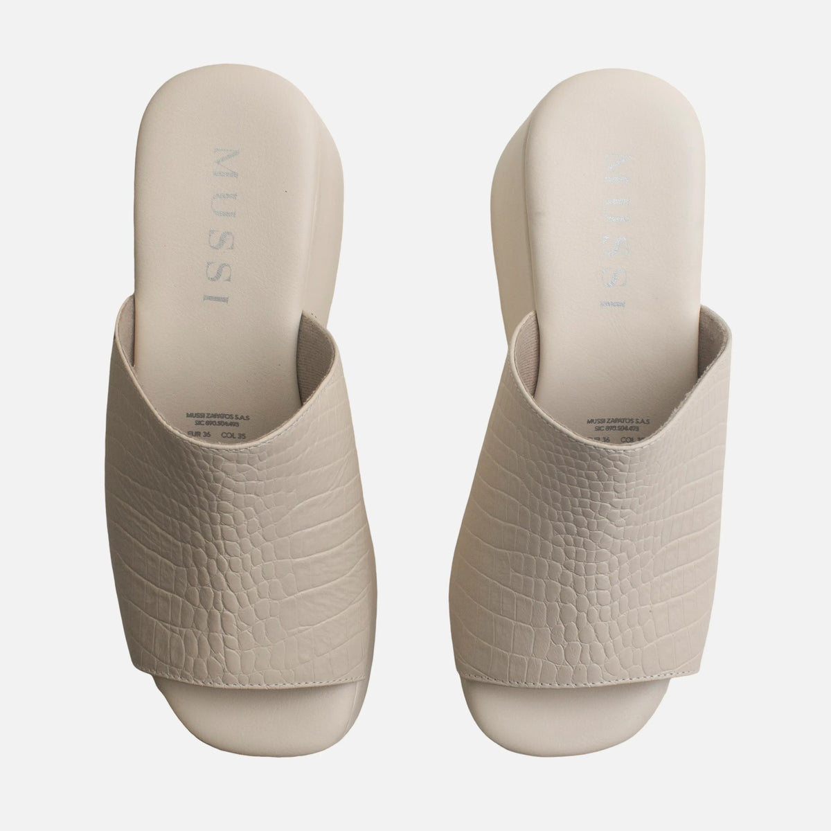 Sandalia plataforma dalia de cuero para mujer - Hueso