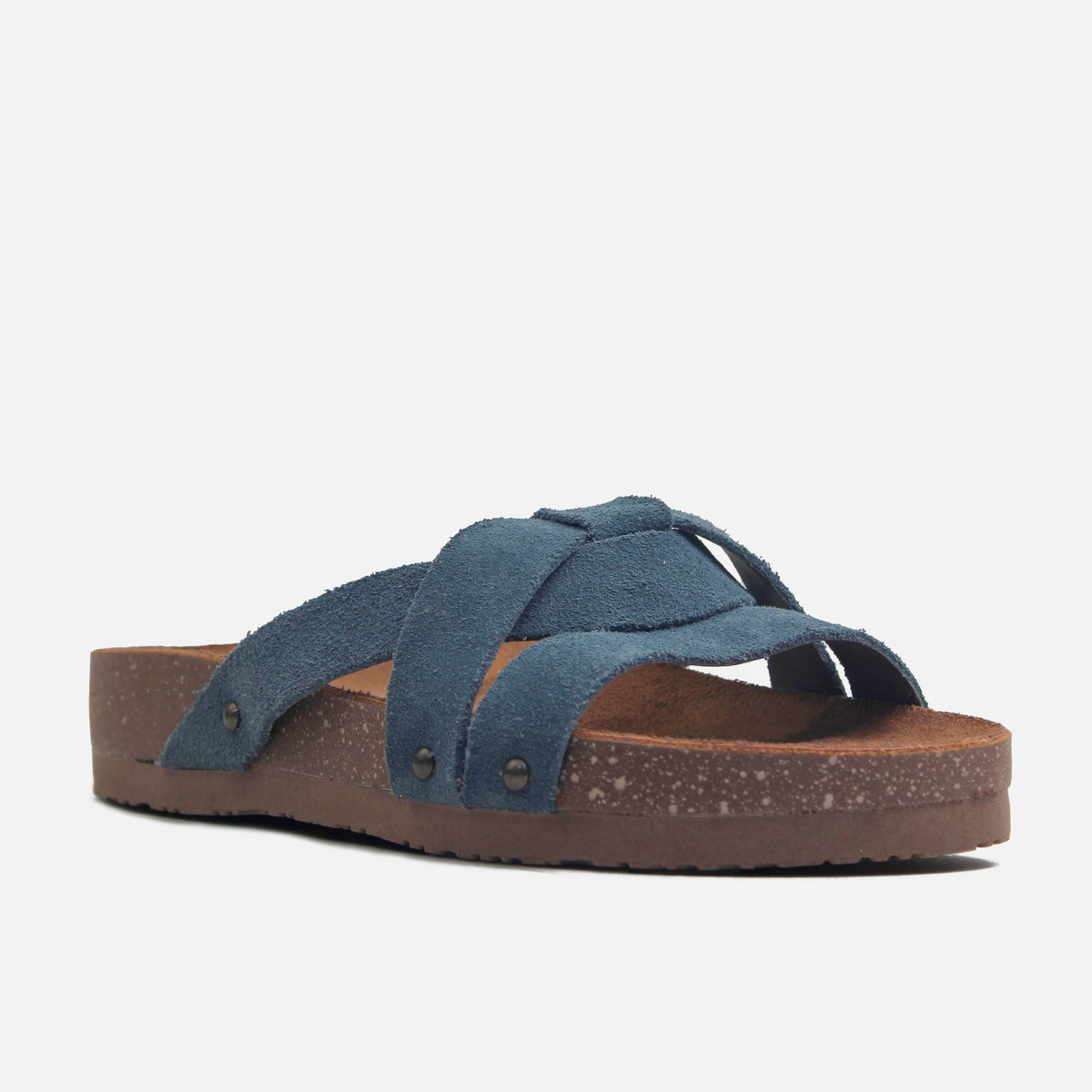 Sandalia plana izar de cuero para mujer - Azul