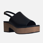 Sandalia plataforma hazel de cuero para mujer - Negro