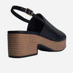 Sandalia plataforma hazel de cuero para mujer - Negro