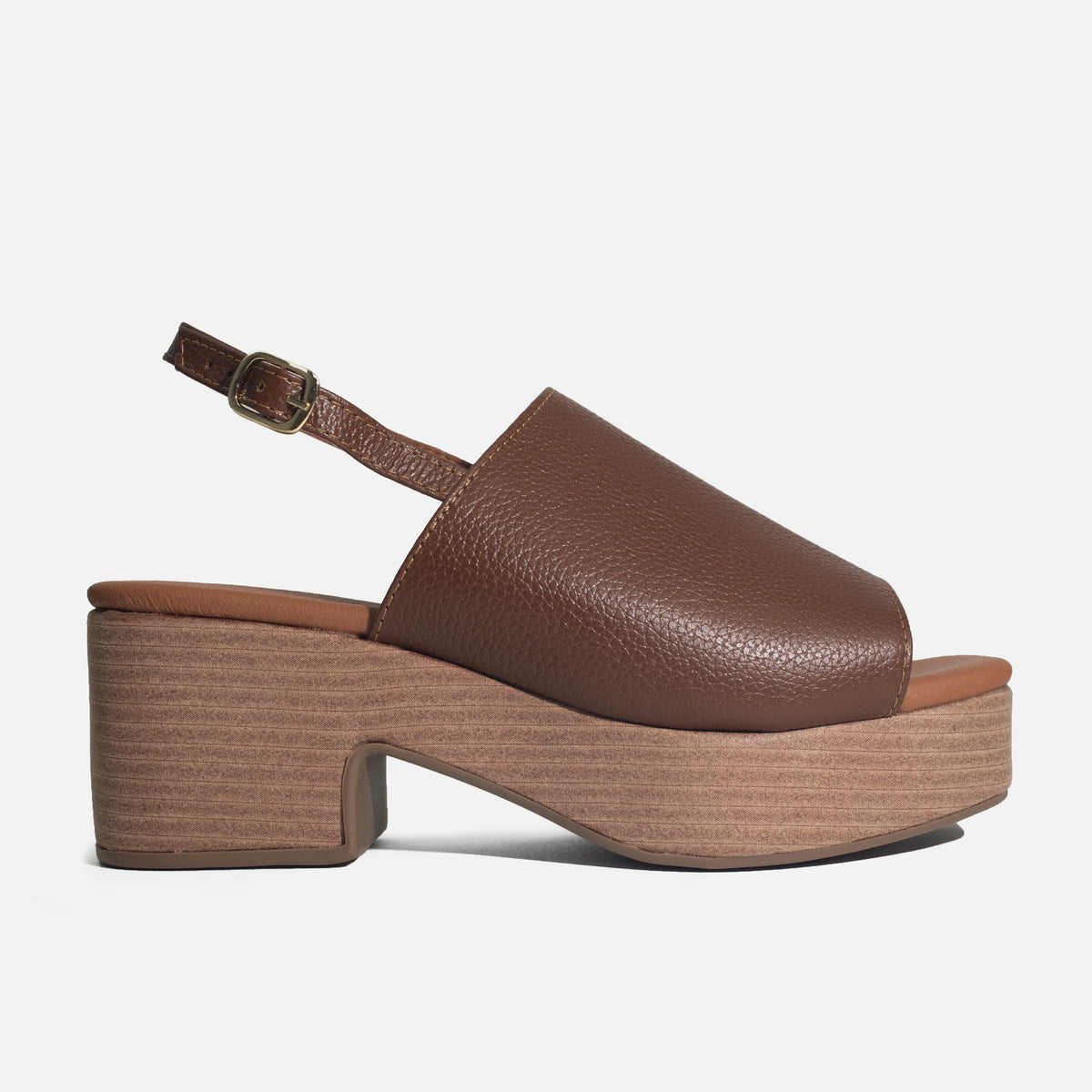 Sandalia plataforma hazel de cuero para mujer - Miel