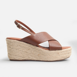 Sandalia plataforma orena de cuero para mujer - Miel